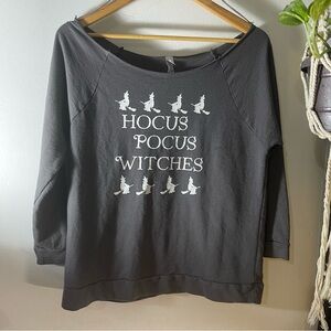 Next Level Apparel Gray Witch Print Sweatshirt
